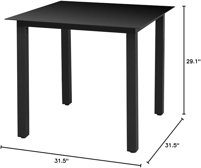 FAMIROSA Garden Table Black 31.5x31.5x29.1 Aluminium and Glass