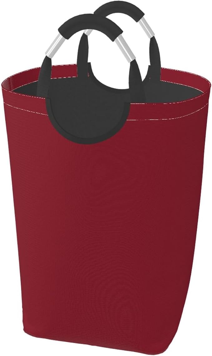 Large Laundry Hamper Bag, Burgundy Trend Color Collapsible Laundry Basket Dirty Clothes Organizer Washing Bin for Family Essentials Storage