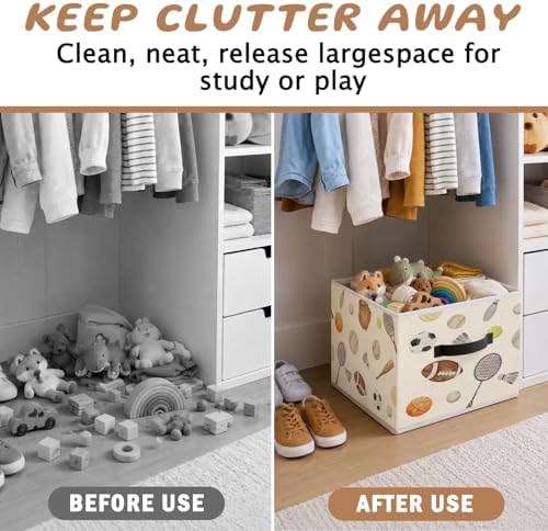 Sports Nursery Storage Bins with Handles,Kids Playroom Decor
