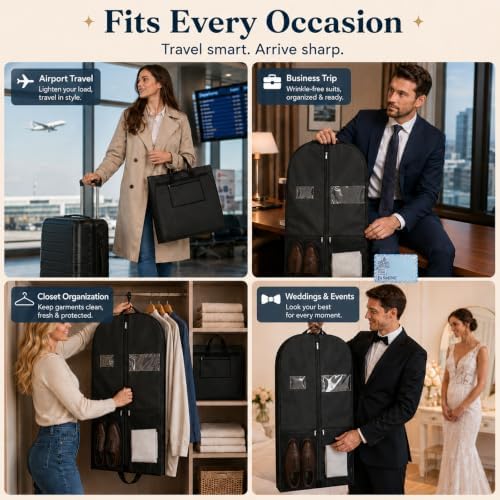 43-Inch Suit Bag for Closet Storage with Clear Window And Label Slot