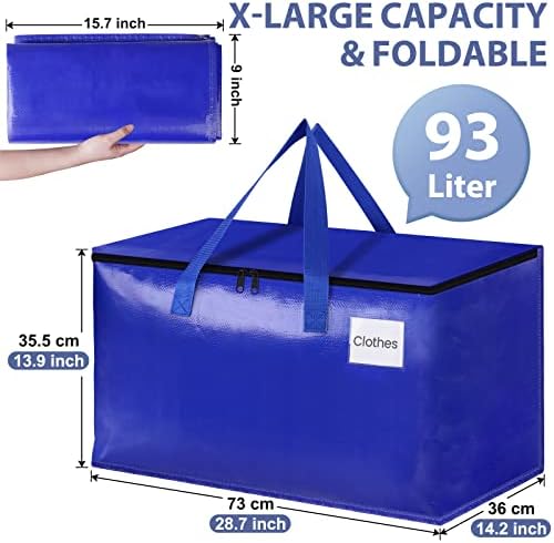 StorageRight Moving Bags, Moving Boxes, 93L 4-Pack Sotrage Bags Totes, Blue