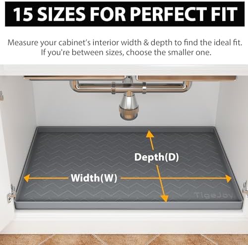 TigeJoy Under Sink Mats for Kitchen Waterproof 40" x 19", Cabinet Liner