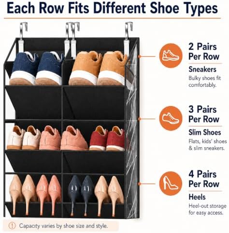 Over the Door Shoe Organizer 10-Tier Shoe Rack, 20–30 Pairs