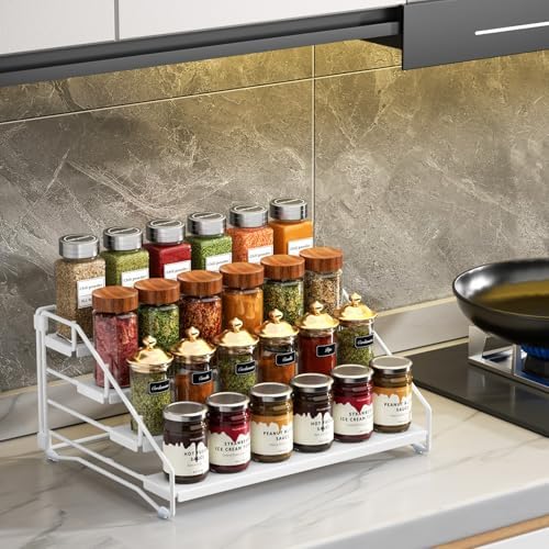 Spice Rack Organizer for Cabinet, Depth Adjustable 4 Tier Spice Rack,1 Pack