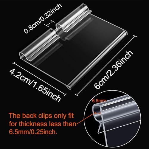 200PCS Basket Bin Labels Clip On,ChanQnTon Clear Plastic Label Holders for Storage Bins, Wire Shelf Price Tags,Merchandise Display Signs,200PCS 6X4CM Paper Inserts Included.(Size:2.36x1.57inch/6x4cm)