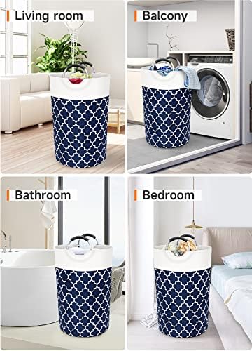 Fabspace Large Laundry Basket Laundry Hamper Bag Washing Bin Clothes Bag Collapsible Tall with Handles Waterproof Travel Bathroom College Essentials Storage for College Dorm, Family (Blue) 115L
