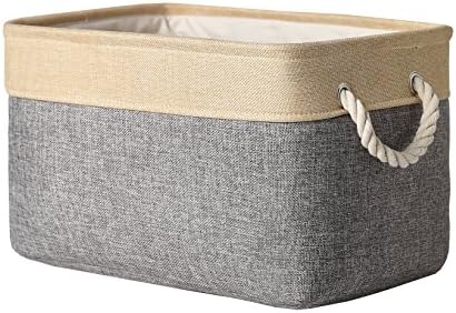 TheWarmHome Storage Basket - 15.7L×11.8W×8.3H 1 Pack Large Baskets for Organizing Shelves, Storage Bins for Clothes Book Shelf Home Fabric Storage Cubes (Gold and Grey)