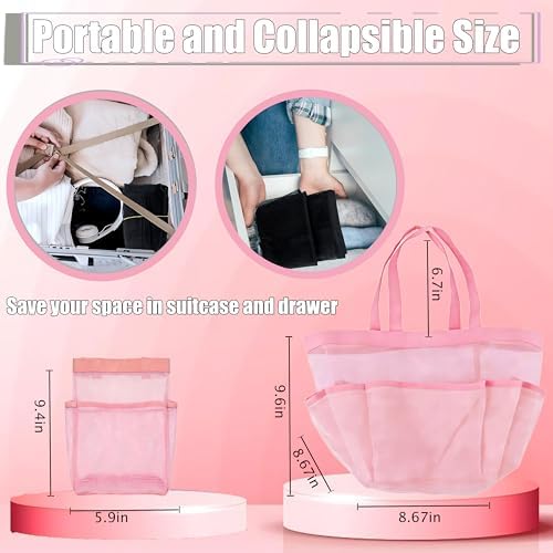 Mesh Shower Caddy Portable - 9 Pockets, Shower Bag for Dorm Room Camping | 2 Handle Quick Dry Shower Bag College Dorm Room Essentials Large Capacity Hanging Basket for Bathroom Travel Swimming Gym