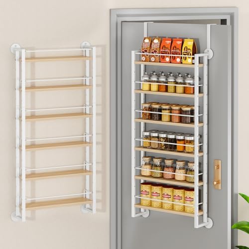 IBUYKE Over the Door Spice Organizer,Door or Wall Mount,Natural TLJ028R