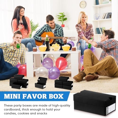 Fullhawl 20 Sets Mini Shoe Boxes for Party Favors with Label, Black