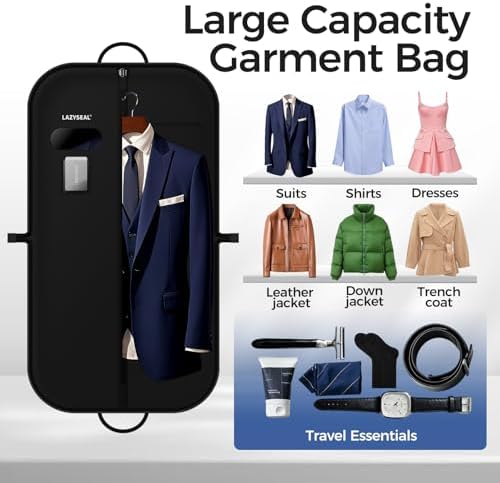 43'' Suit Garment Bag for Travel, 600D Oxford Fabric, Black