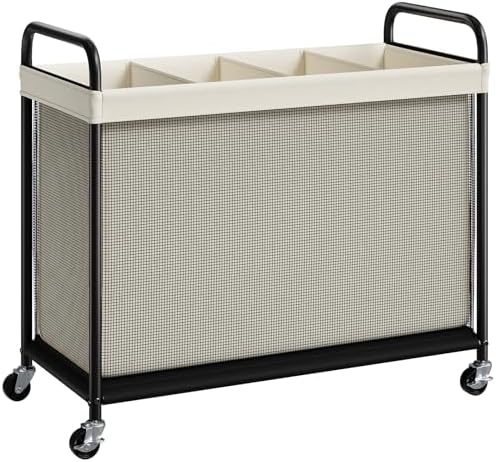 ELYKEN Laundry Hamper 4 Section, 140L Rolling Laundry Sorter with Wheels