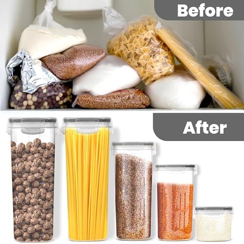 KICHLY Plastic Airtight Food Storage Containers Sets with Lids, 24 Pack | BPA-Free Kitchen Pantry Organizers and Storage for Cereal, Flour, Sugar & Dry Food