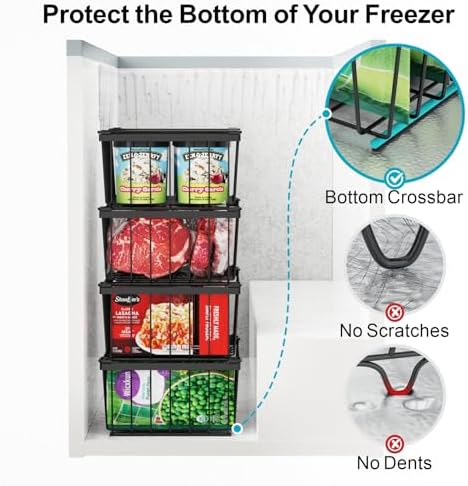 iSPECLE Deep Freezer Organizer Bins - Storage Baskets for 5 Cu.Ft, 8 Pack