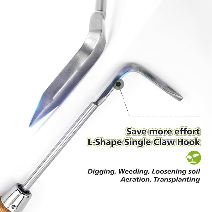 Berry & Bird Garden Hook Weeder - L-Shape Single Claw Hook Crack Weeder for Crevice Weeding and Soil Loosening, Patio Lawn Yard Moss Terrace Paving