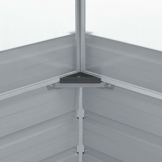 Medium Greenhouse with Adjustable PC Panels, Galvanized Steel Cold Frame for Garden Plants, Gray Stackable Outdoor Gardening Planter Box