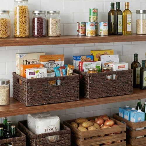 StorageWorks Large Wicker Baskets, Water Hyacinth Woven Baskets, 1-Pack