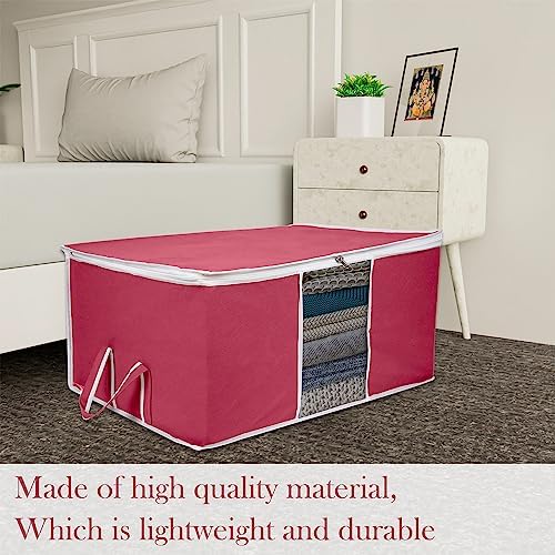 Kuber Industries 9 Piece Under Bed Foldable Organizer|Clothing Storage Bags|Blanket, Quilt, Comforter Cover (Maroon)