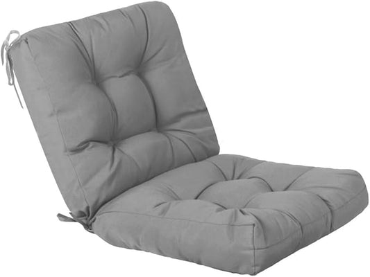 QILLOWAY Outdoor Chair Cushion for Patio Furniture, Waterproof Patio Cushions with Ties, Fade Resistant Replacement Pads for Outdoor Rocking Chairs,Grey