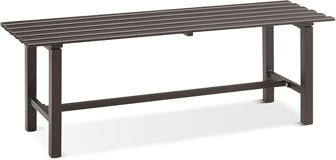 Outdoor Garden Bench, 2-Person Metal Patio Bench Weatherproof Outdoor Backless Bench, Anti-Corrosion and Anti-Rust Garden Benches for Garden Lawn Porch Park Backyard