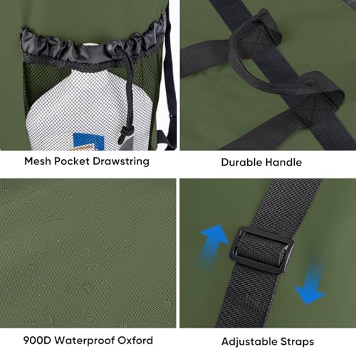 BALEINE 2PK 150L Laundry Bag Backpack, 900D Oxford Fabric Large Travel Laundry Bags with Shoulder Straps and 2 Mesh Pockets for College Dorm, Apartment, Laundromat (Green, 150L)