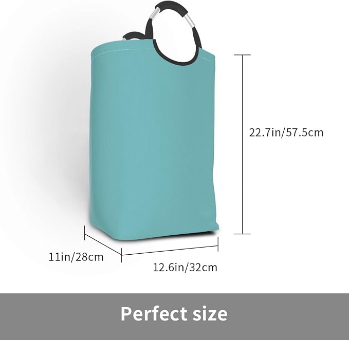 Large Laundry Hamper Bag, Retro Blue Trend Color Collapsible Laundry Basket Dirty Clothes Organizer Washing Bin for Family Essentials Storage