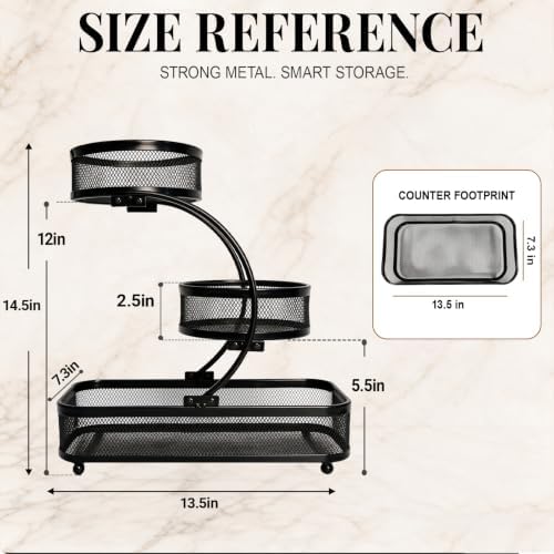 3 Tier Bathroom Counter Organizer-Metal Makeup Organizer for Vanity