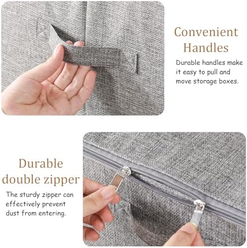 Underbed Storage Boxes with Zippers,17.7x13.7x9.8in,Grey,2 Pack