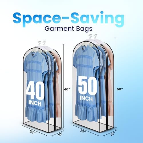 Handy Laundry Clear Garment Bags for Hanging Clothes, 40" Suit Bags, 1-Pack