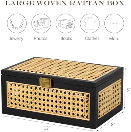 Rattan Storage Boxes Decorative Handmade Natural Wood Baskets