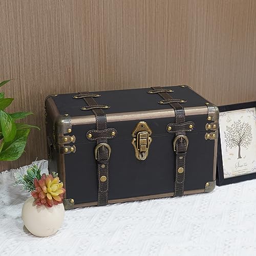 Storage Box, Vintage Wooden Decorative Box with Flip Top, 15.74x9.05x9.05 inches, Brown, for Storage and Home Decoration