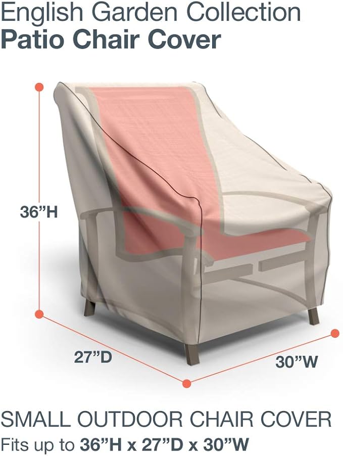 Budge P1A03PM1-2PK English Garden Patio Chair Cover, Heavy Duty and Waterproof, Small, Tan Tweed