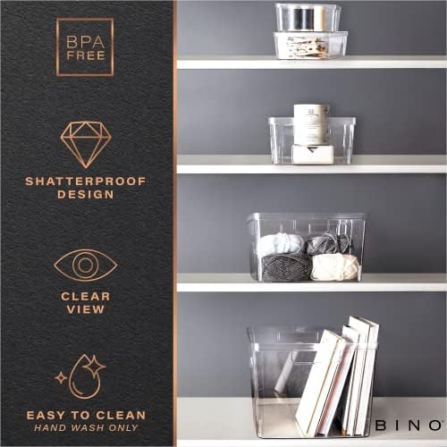BINO | Plastic Storage Bins, X-Small - 15 Pack | THE LUCID COLLECTION | Multi-Use Built-In Handles BPA-Free Clear Storage Containers | Fridge Organizer | Pantry & Home Organization