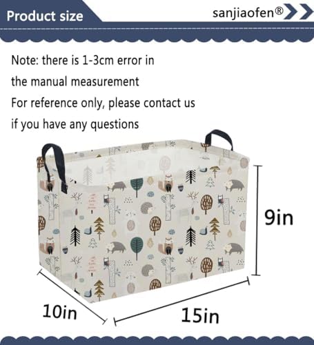Sanjiaofeng Rectangular Cute Animals Storage Baskets,Foldable Kids Toy Clothes Bins for Bedroom,Woodland Animal Basket,Books Box, Gift Basket(Tree Trunk Animals)