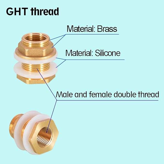 Hose Bulkhead Fitting Rain Barrel Water Tank Connector Fittings Bulk Head Connectiond Rain Barrel Kit Double Sided Hose Connector with Hole Opener (3/4" Male+Pipe+Hole Saw)