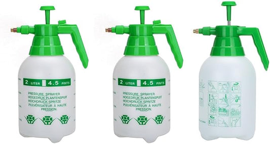MRPAPA 3PCS Handheld Pump Sprayer, Garden Pressure Water Spray Bottle with Adjustable Brass Nozzle for Plants (2L-Green White)