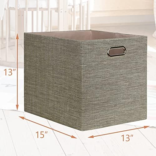 Posprica 13x15x13 Storage Cube Bins, Foldable Collapsible Storage Bins Boxes, Fabric Decorative Storage Baskets Organizer for IKEA Kallax, Shelves, Closet, Clothes,, Set of 4-Coffee