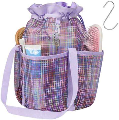 Mesh Shower Caddy Portable with Drawstring - 2-Handle Shower Bag for Dorm