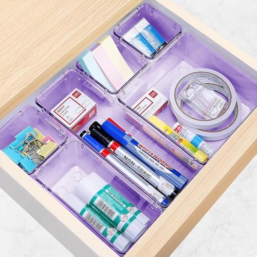 13 PCS Drawer Organizer Set, 5 Size Bathroom and kitchen organizer Trays | Bathroom and kitchen Drawer cabinet organizer Trays, Clear Storage Bins for Makeup, Jewelry, Utensils and Gadgets