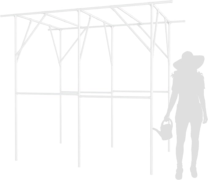 79'' L x 59'' W x 79'' H Grape Vine Support Arch Arbor Arbour Gazebo Trellis Rack Pergola Plastic-coated Metal Climbing Cane Frame For Vineyard Outdoor Patio Lawn Yard Garden Decoration White