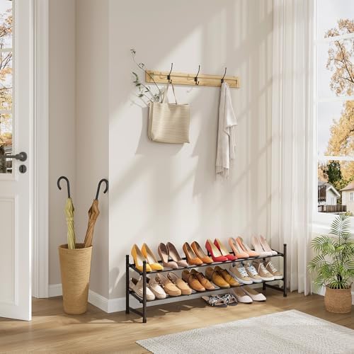 Tajsoon Expandable Shoe Rack for Closet 2 Tier, 28“-41“Stackable, Bronze