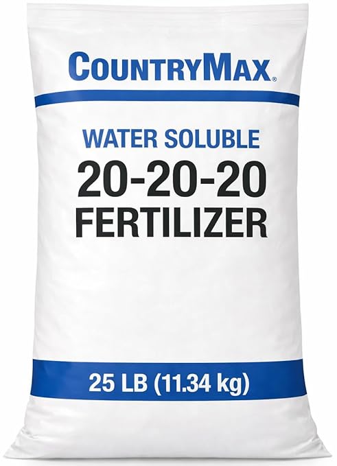 CountryMax 20-20-20 All Purpose Fertilizer 25 lb – Water Soluble Balanced NPK Plant Food for Lawn, Garden, Vegetables, Flowers & Indoor Plants
