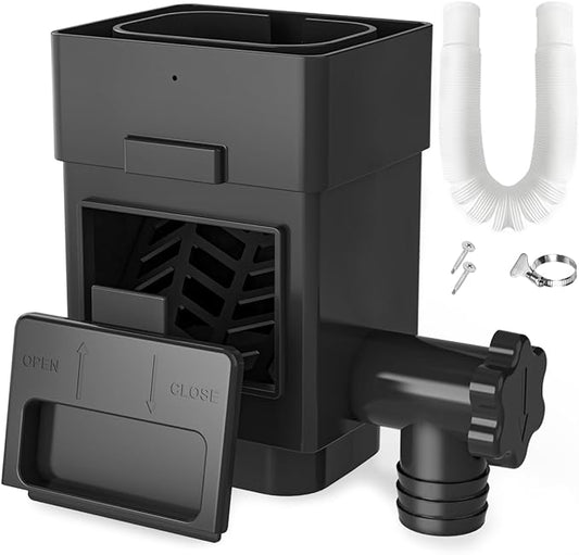 Anivia Rainwater Collection System, Downspout Diverter Fits for 2x3 or 3x4 Inch Standard Downspouts, Rain Barrel Diverter Kit with Adjustable Valve and Filter. 5ft Hose - Black
