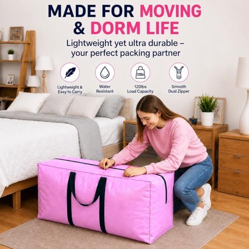 Extra Large Storage Bags, Jumbo Moving Tent Storage Bags, Foldable Big Turquoise XXL Duffle Bag for Travel,Christmas Tree Bag, 42x23x13.5inch - 2PACK