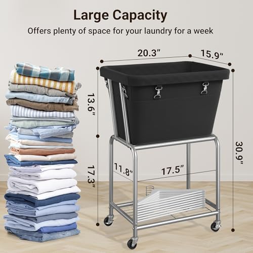 ELYKEN Rolling Laundry Hamper with Wheels, Removable Bag, Laundry Cart