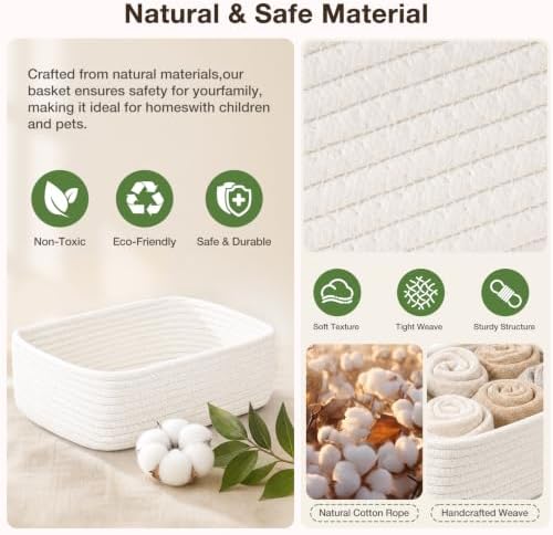 3 Pack Small Baskets for Organizing, Woven Storage Baskets for Shelves