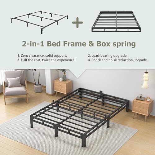NKZ 2-in-1 Queen Size Metal Platform Bed Frame, 10 Inch Heavy Duty Bed Base