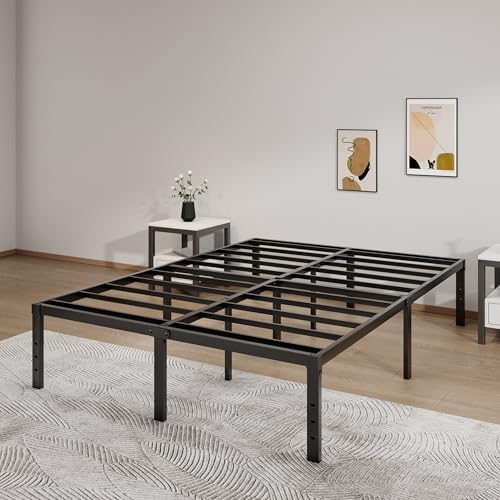 LUMUNANCE Metal Bed Frame California King Size - 16 Inch Heavy-Duty Cal King Platform Bed Frame No Box Spring Needed, Easy Assembly, Noise-Free, Sturdy Mattress Foundation, Underbed Storage Space