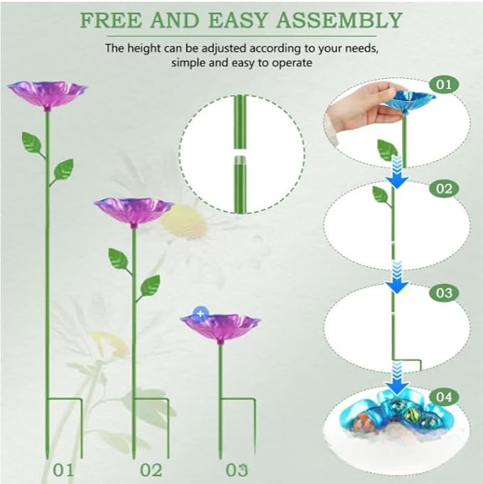 4 Pack Bee Watering Station | Bee Bath for Garden | Colorful Metal Bird Butterfly Water Feeder Supplies for Outdoor Yard Farm Decor Flower Design