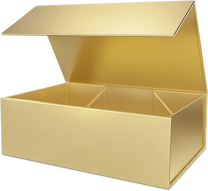Gold Gift Box 12" x 6" x 4", Magnetic Closure Lid Gift Boxes for Presents